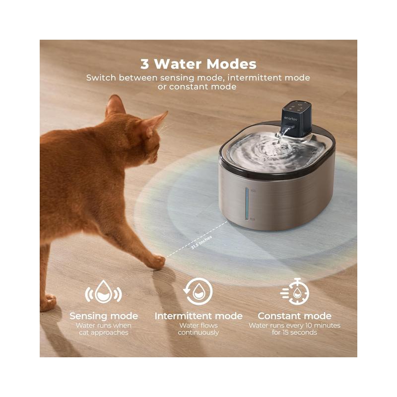 Smartoo Wireless Cat Water Fountain Stainless Steel (Brand New) - view 6