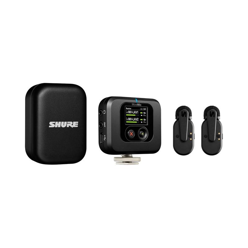Shure MoveMic Two Kit - Pro Wireless Lavalier Microphones with Camera Receiver, MV-Two-KIT-Z7 - Black (Brand New) - view 5