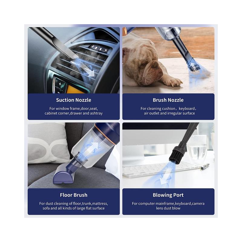 HUFATWINS Car Vacuum Cleaner Cordless – 9000PA Suction, 120W High Power (Blue) - Brand New - view 5