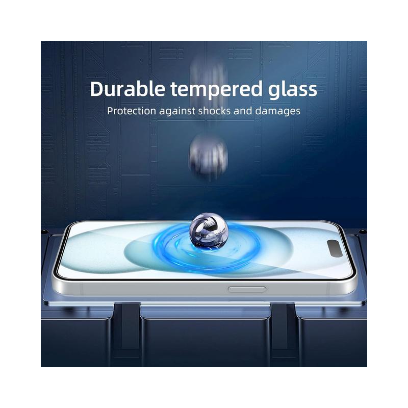 NEW'C Tempered Glass Screen Protector for iPhone 15, iPhone 15 Pro, iPhone 16 (6.1 Inches) - Scratch-Resistant,.