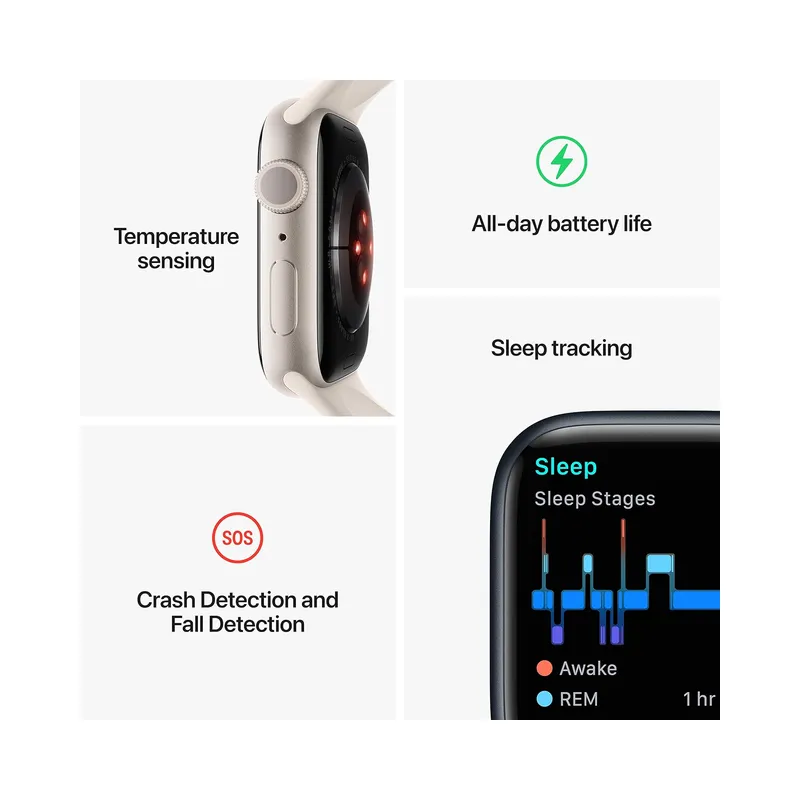 Apple Watch Series 8 GPS 41mm Starlight Sport Band - Open Box - view 4