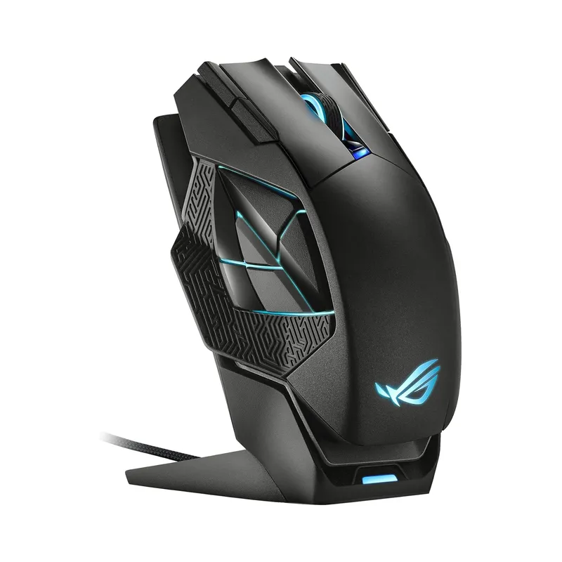 ASUS ROG Spatha X Wireless Gaming Mouse (Magnetic Charging Stand, 12 Programmable Buttons, 19,000 DPI, Aura RGB lighting),.