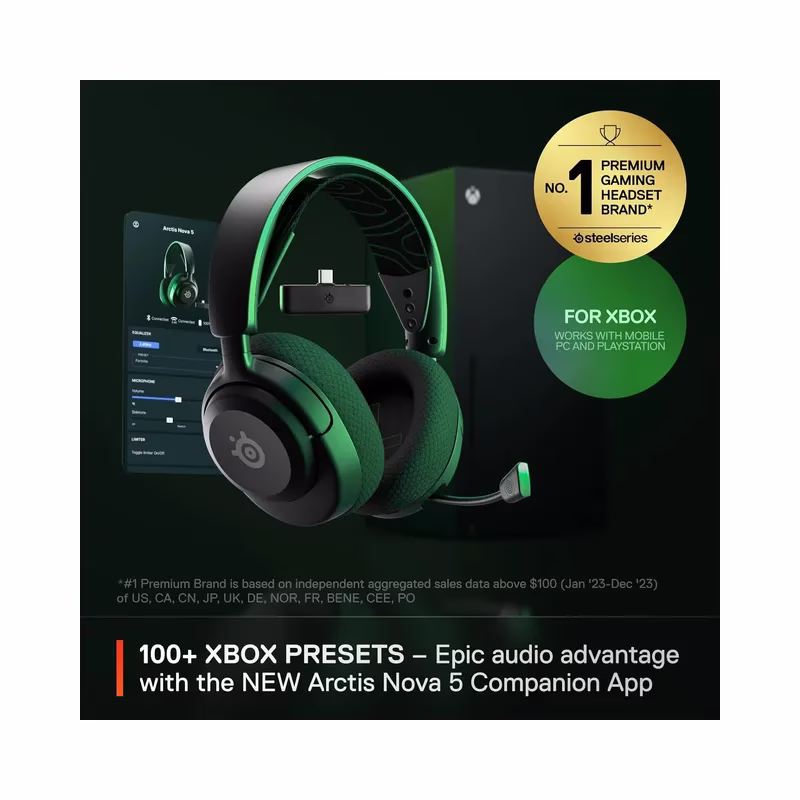 SteelSeries Arctis Nova 5X Wireless Multi-System Gaming Headset — Neodymium Magnetic Drivers- Xbox, PC, PS, Switch, Mobile.