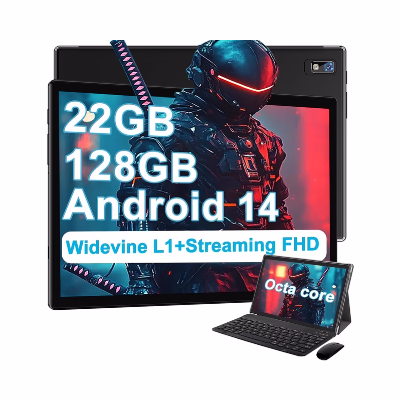 JUEDUR R900 - 2025 Newest Tablet 10 Inch Android 14 Tablets with 22GB RAM 128GB ROM 1TB Expand, Octa-Core, Metal Body -BLUE.