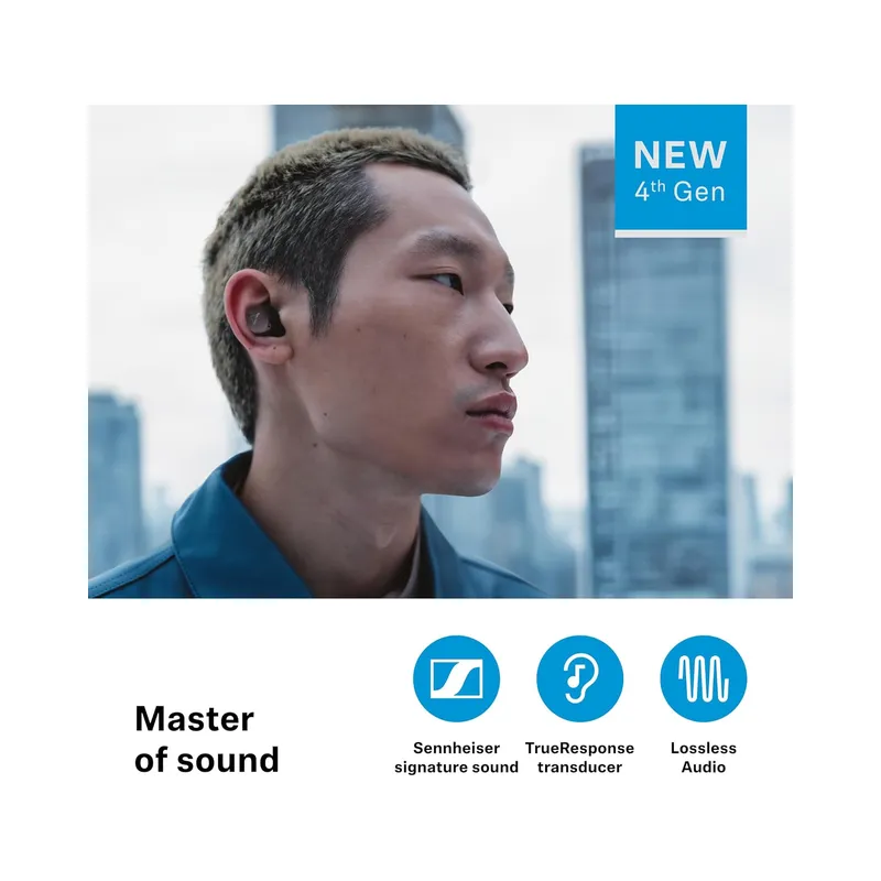 Sennheiser Momentum True Wireless 4 Smart Earbuds with Bluetooth 5.4, Crystal-Clear Sound, Comfortable Design, 30-Hour.