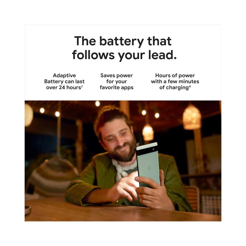 Google Pixel 6a 128GB 5G (Unlocked) – 6.1” OLED Display, Google Tensor Processor, Dual Rear Cameras with Magic Eraser,.