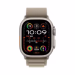 Apple Watch Ultra [GPS + Cellular 49mm] Natural Titanium Case, Green Alpine Loop Smartwatch (Open Box) - view 2