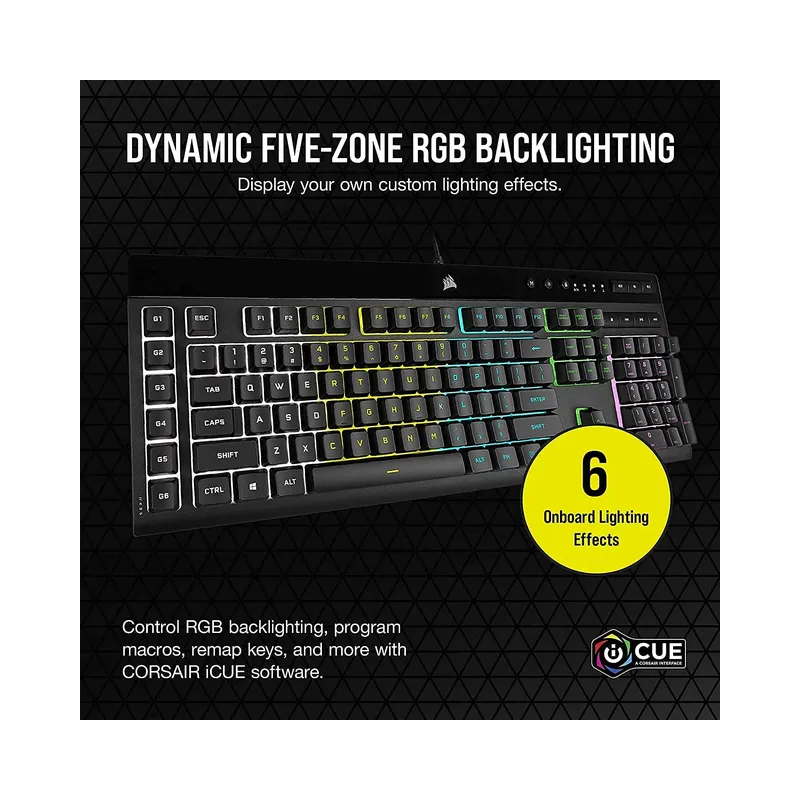 Corsair K55 RGB PRO Membrane Wired Gaming Keyboard – 6 Macro Keys with Elgato Integration – QWERTY NA – PC, Mac, Xbox –.