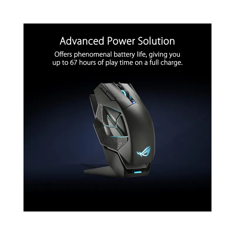 ASUS ROG Spatha X Wireless Gaming Mouse (Magnetic Charging Stand, 12 Programmable Buttons, 19,000 DPI, Aura RGB lighting),.