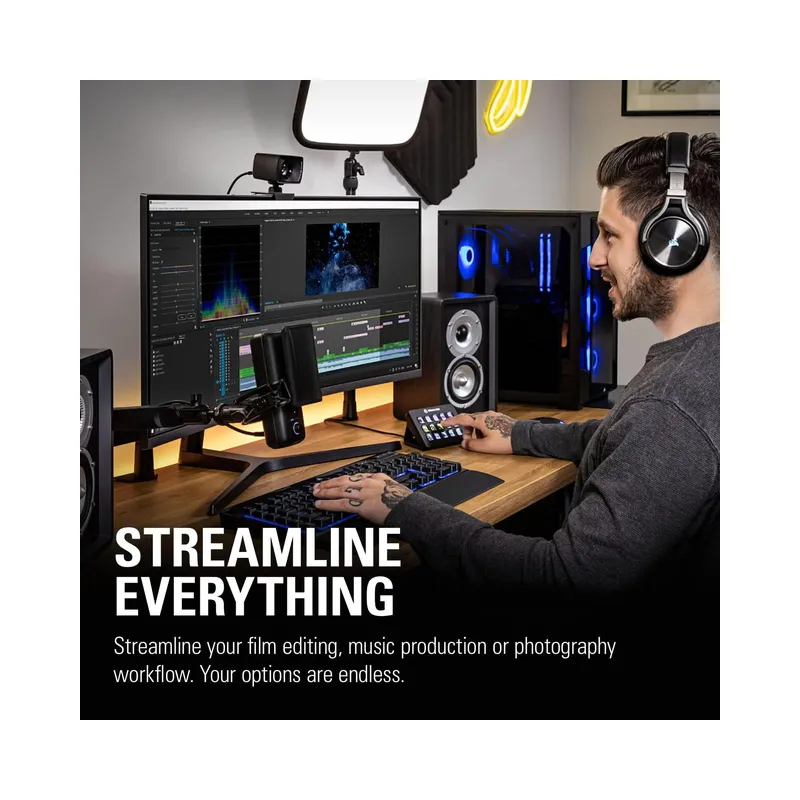 Elgato Stream Deck MK.2 – Studio Controller, 15 macro keys, trigger actions in apps and software like OBS, Twitch -White -.