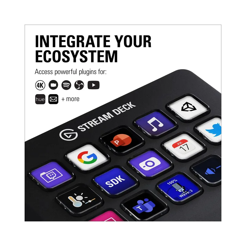 Elgato Stream Deck MK.2 – Studio Controller, 15 macro keys, trigger actions in apps and software like OBS, Twitch -White -.