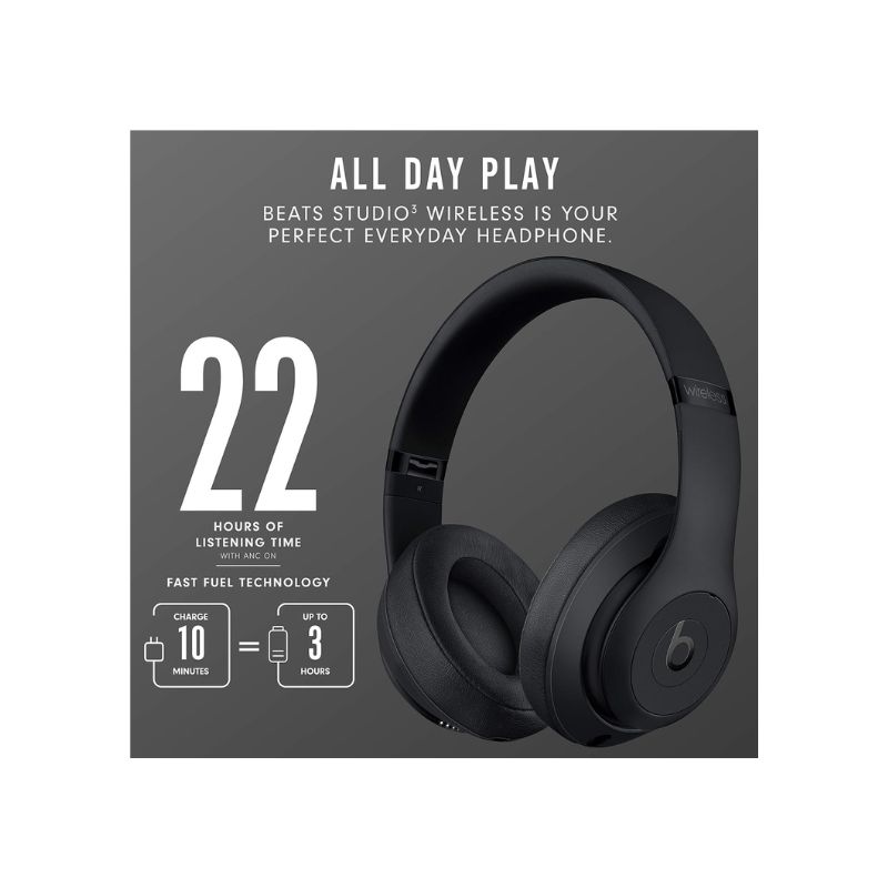 Beats Studio3 Wireless Noise Cancelling Over-Ear Headphones - Class 1 Bluetooth, 22 Hours of Listening Time, Built-in.