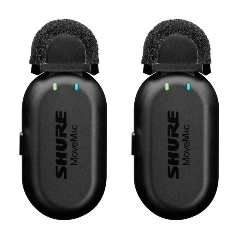 Shure MoveMic Two Kit - Pro Wireless Lavalier Microphones with Camera Receiver, MV-Two-KIT-Z7 - Black (Brand New)