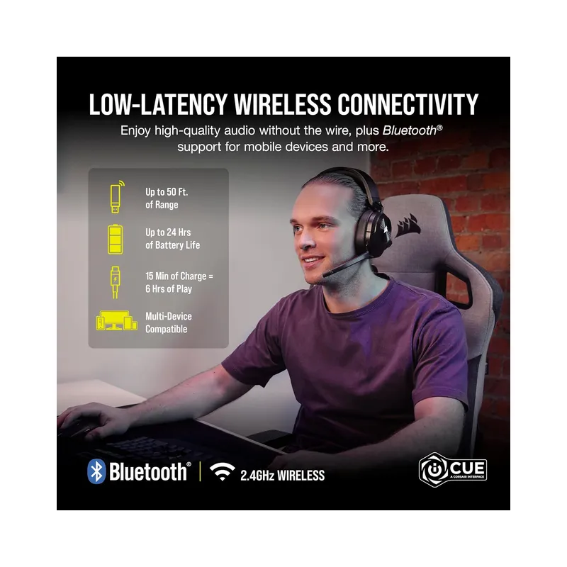 CORSAIR HS55 WIRELESS Multiplatform Lightweight Gaming Headset With Bluetooth - PC, PS5, PS4, Nintendo Switch, Mobile -.