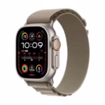 Apple Watch Ultra [GPS + Cellular 49mm] Natural Titanium Case, Green Alpine Loop Smartwatch (Open Box)