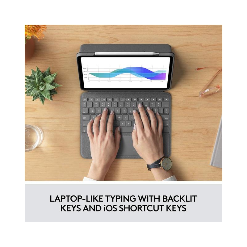 Logitech Folio Touch Keyboard Case with Trackpad for iPad Pro 11" (1st–3rd Gen) – Oxford Gray (Brand New) - view 3