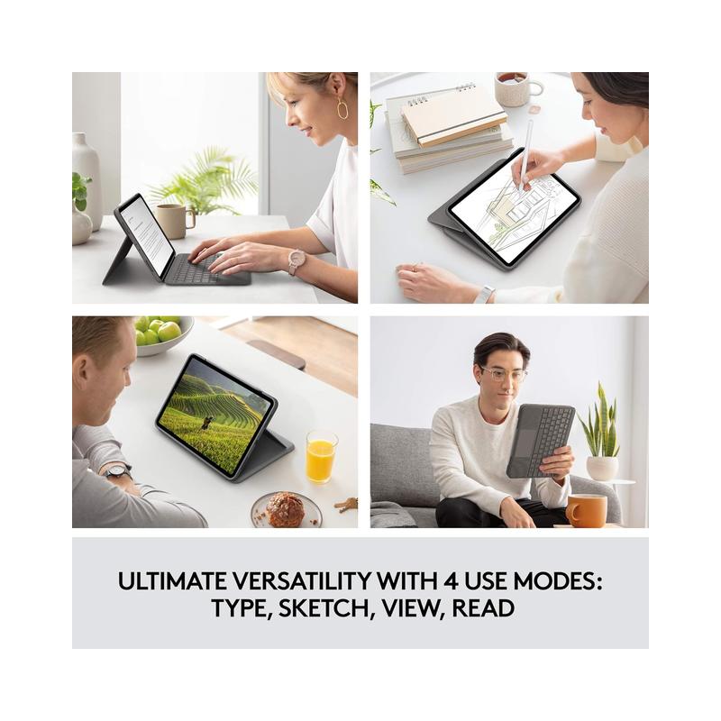 Logitech Folio Touch Keyboard Case with Trackpad for iPad Pro 11" (1st–3rd Gen) – Oxford Gray (Brand New) - view 4