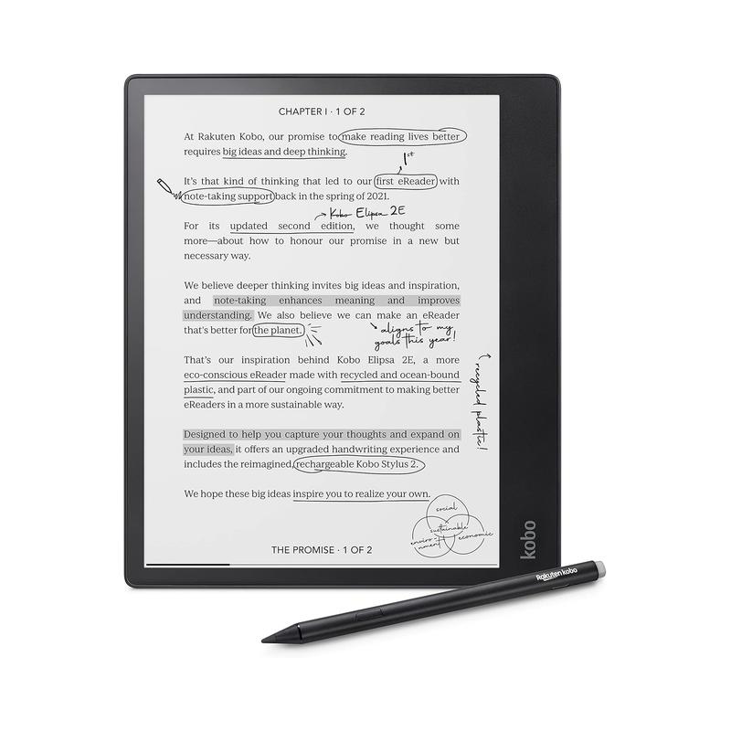 Kobo Elipsa 2E | 10.3” eReader with Glare-Free Touchscreen | Adjustable Brightness & Colour Temperature | Includes Kobo.