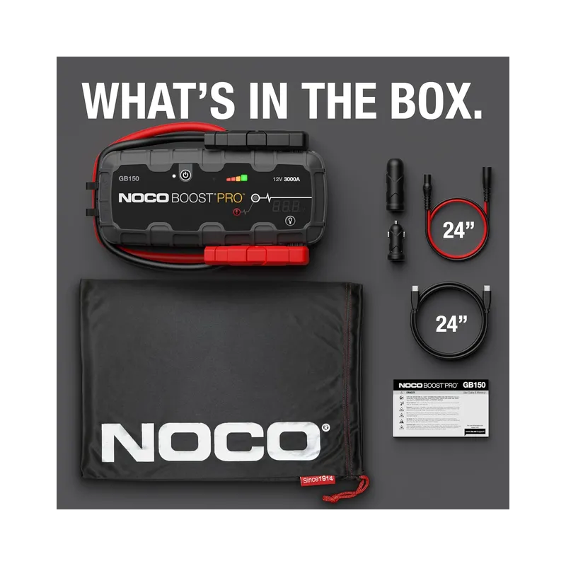 NOCO Boost GB150: 3000A UltraSafe Jump Starter – 12V Lithium Battery Booster Pack, Portable Jump Box, Power Bank & Jumper.