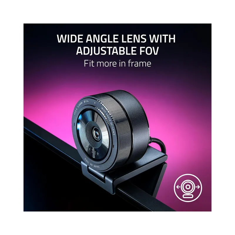 Razer Kiyo Pro Webcam for Streaming, Gaming, Video Calls: Full HD 1080p 60FPS - Adaptive Light Sensor - HDR Enabled - Wide.