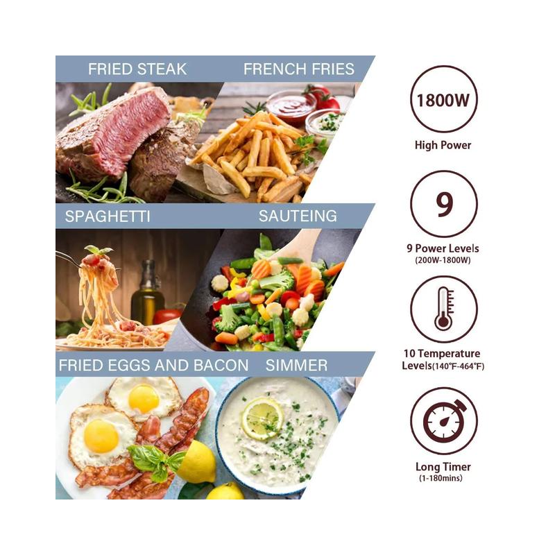 Cusimax Induction Cooktop, 1800W Stainless Steel Portable Induction Burner with Timer (CMIC-180B1) - Brand New - view 3