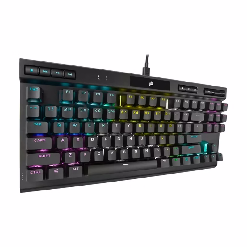 CORSAIR - K70 RGB TKL Wired Optical-Mechanical OPX Linear Keyswitches Gaming Keyboard with 8000Hz Polling Rate - Black.