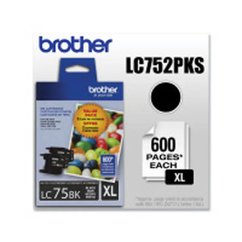 [Original] Brother LC752PKS Innobella High-Yield Ink, 600 Page-Yield, Black, 2/Pack - view 2