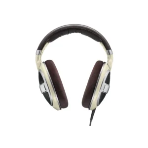 Sennheiser HD 599 Circumaural Headphone, Ivory colour with matte metallic detailing and a brown stitched headband - Brand New
