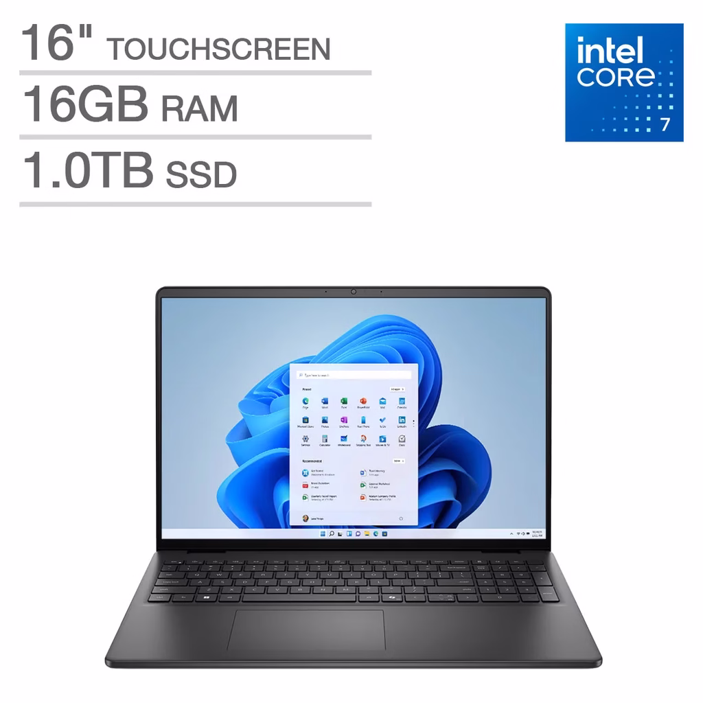 Dell 16" LDC16250 Touchscreen Laptop | Intel Core 7 150U | 16GB RAM | 1TB SSD | Windows 11 | Open Box