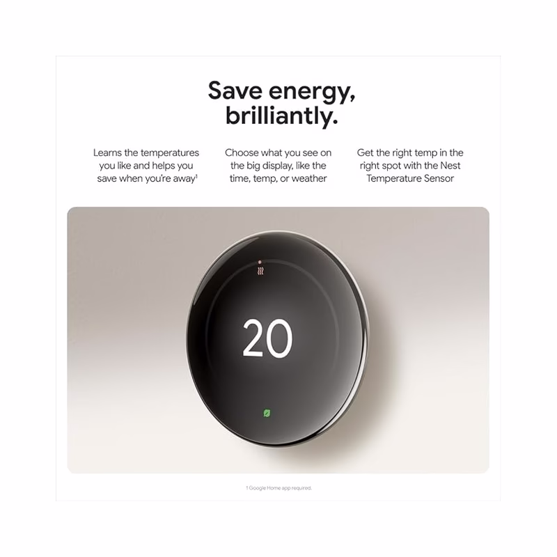 Google Nest Learning Thermostat (4th Gen) with Temperature Sensor (2nd Gen) - (OPEN BOX) - view 3