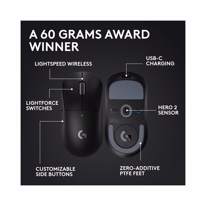 Logitech G PRO X Superlight 2 Wireless Gaming Mouse ,60g, HERO 2 Sensor – (Open Box) - view 4