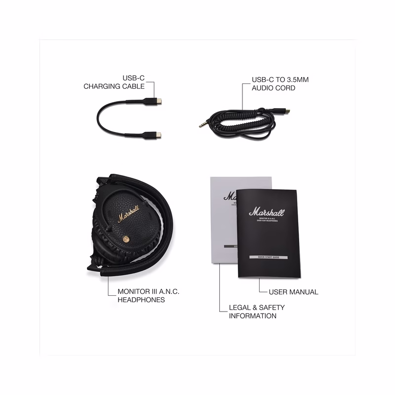 Marshall Monitor III Active Noise Canceling Over-Ear Bluetooth Headphone, Black (Brand New) - view 2