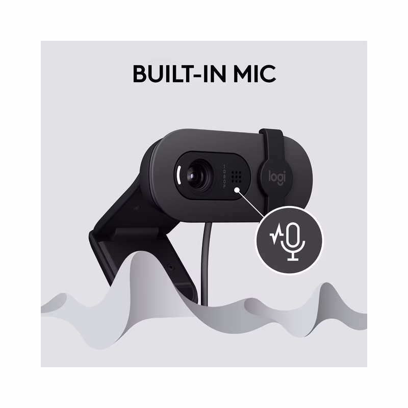 Logitech Brio 100 Full HD 1080p Webcam with Built-in Microphone - Graphite - Brand New - view 2