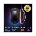 SteelSeries Rival 3 Gen 2 Gaming Mouse — 8500 DPI TrueMove Core Optical Sensor — RGB — Black— Brand New - view 5