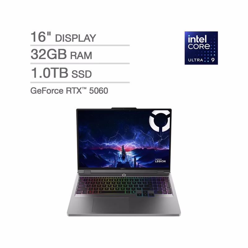 Lenovo Legion 5i 16" Gaming Laptop - Intel Core Ultra 9 275HX - GeForce RTX 5060 - WQXGA (2560x1600) - 32GB RAM - 1TB SSD -.