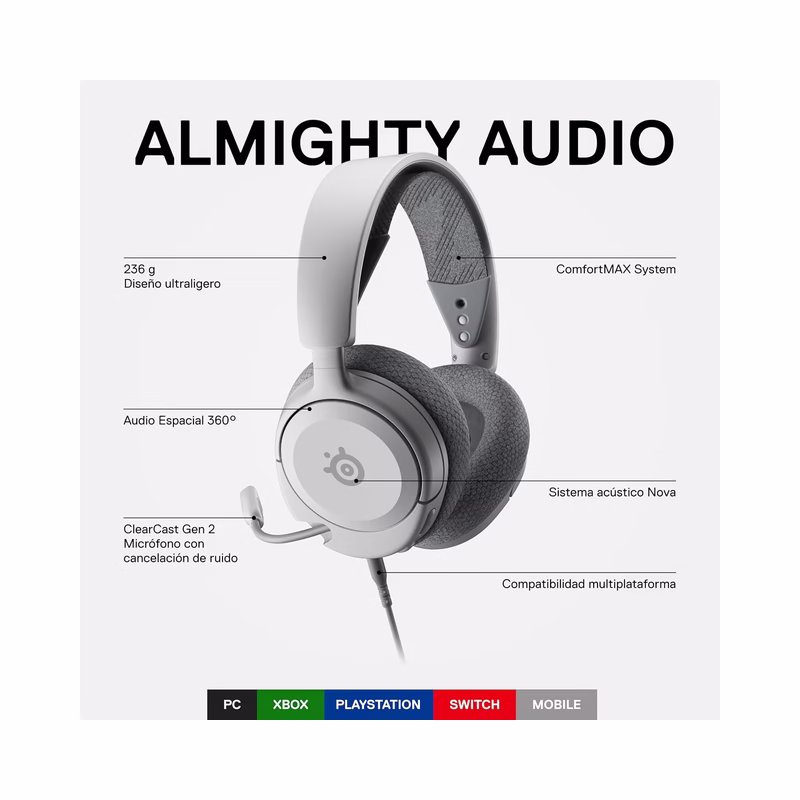 SteelSeries Arctis Nova 1 Multi-System Gaming Headset White - Certified Pre-Owned - view 5