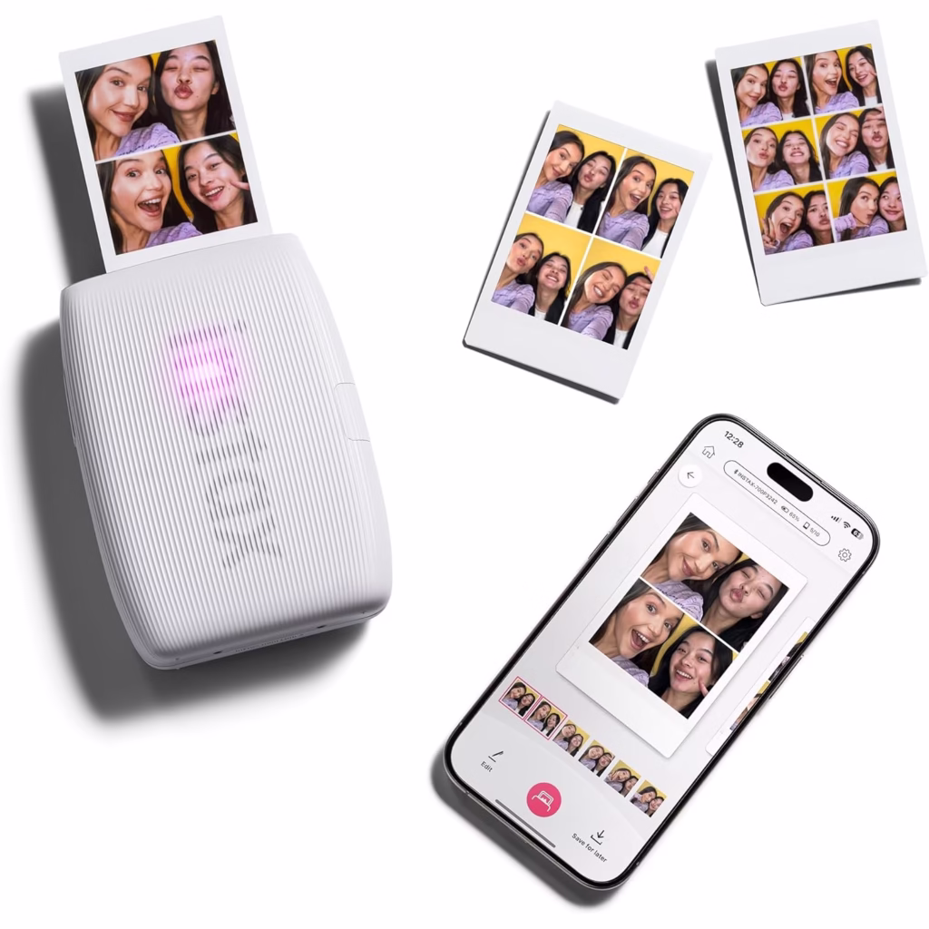 Fujifilm instax mini Link 3 Click to Collage feature with phone app and printed photo grid