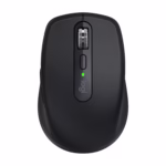 Logitech MX Anywhere 3S black wireless mouse top view with thumb buttons