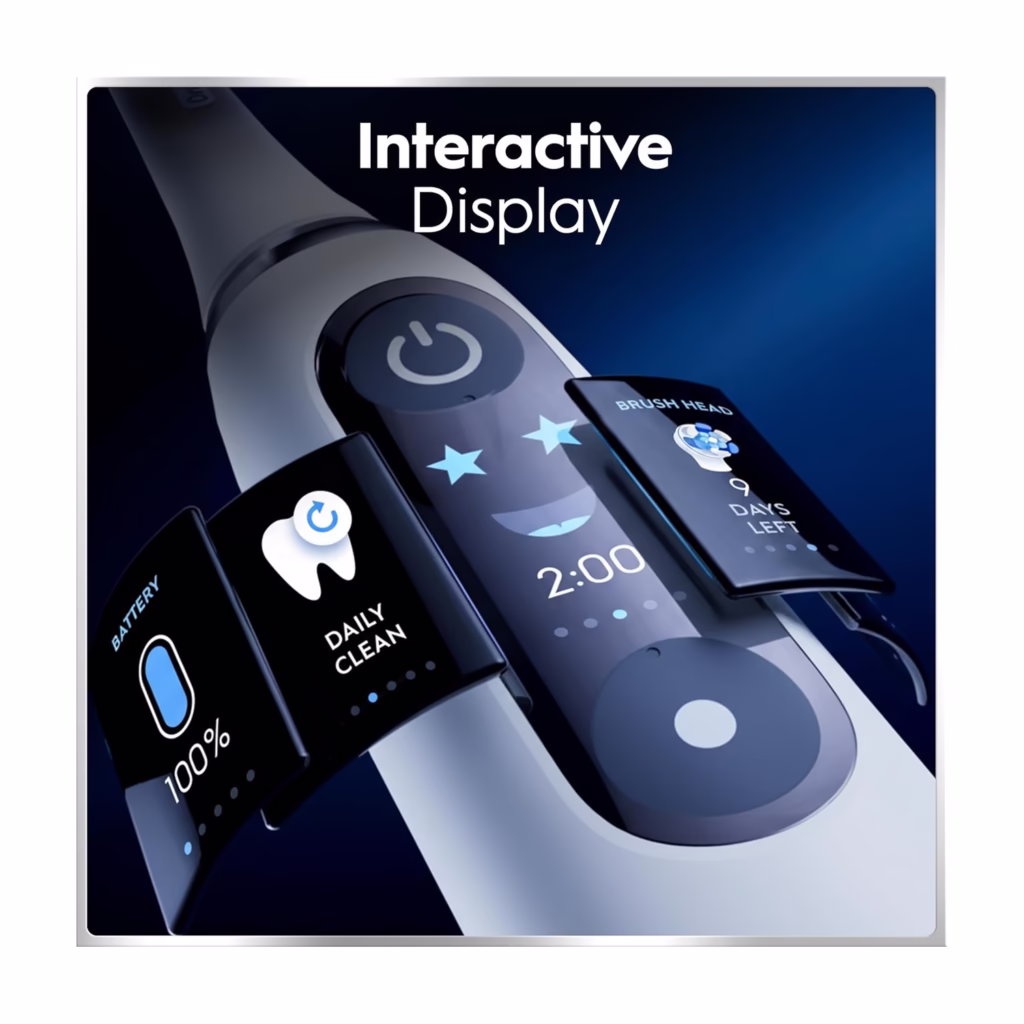 Oral-B iO7 brush like your dentist recommends with perfect time, perfect pressure and perfect coverage tracking