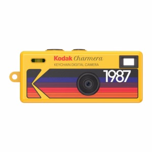 Kodak Charmera keychain digital camera, yellow 1987 design, front view