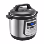 Insignia Pressure Cooker 8 QT Multi-Function NS-MC80SS9 stainless steel front three-quarter view