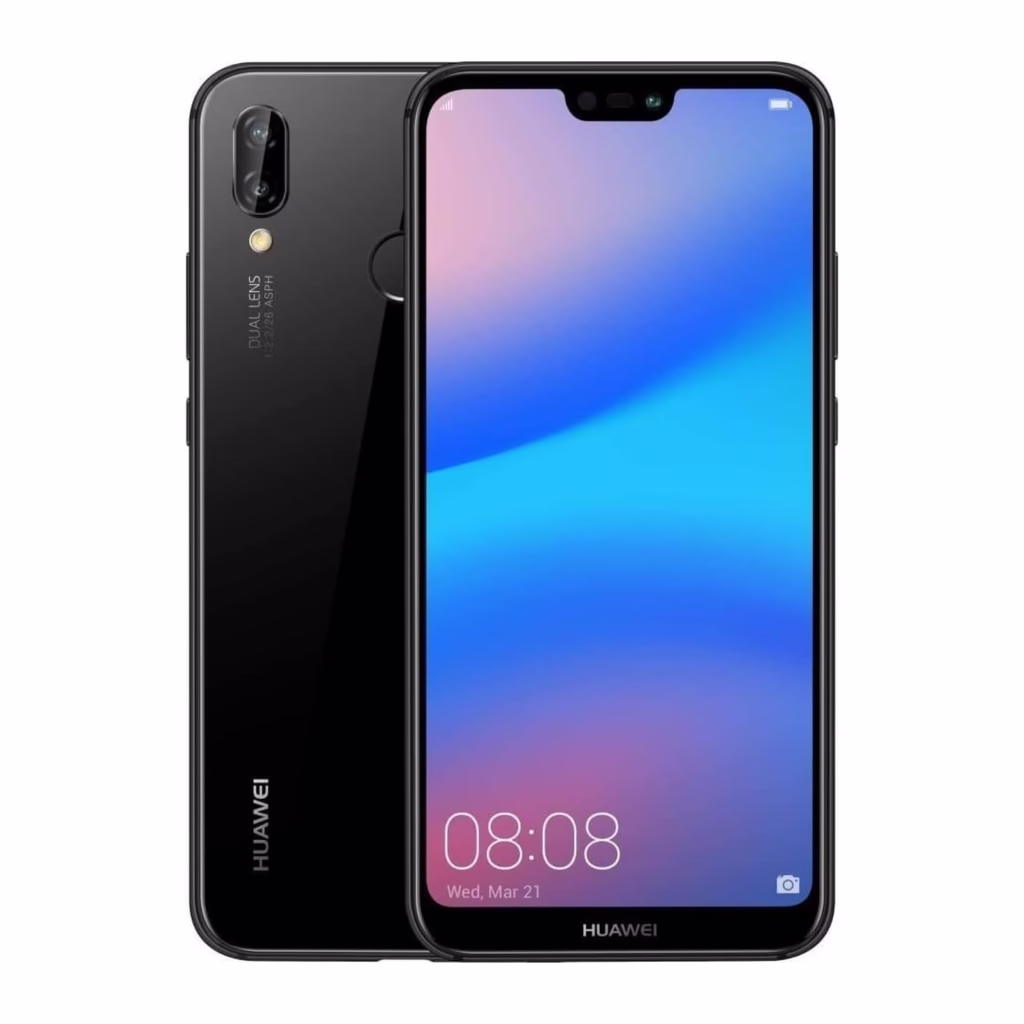 Huawei P20 Lite in Black, front 5.84-inch notch display and rear dual camera