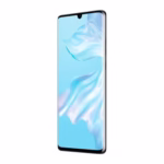 Huawei P30 Pro Black angled front view showing curved-edge OLED screen