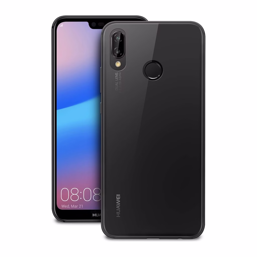 Huawei P20 Lite Black front display and rear shown together