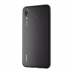 Huawei P20 Lite Black angled three-quarter rear view showing glossy back and side profile