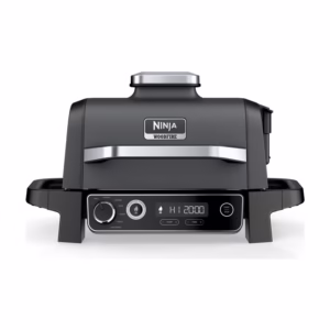 Ninja Woodfire Outdoor Grill OG701C front view with control panel, Open Box