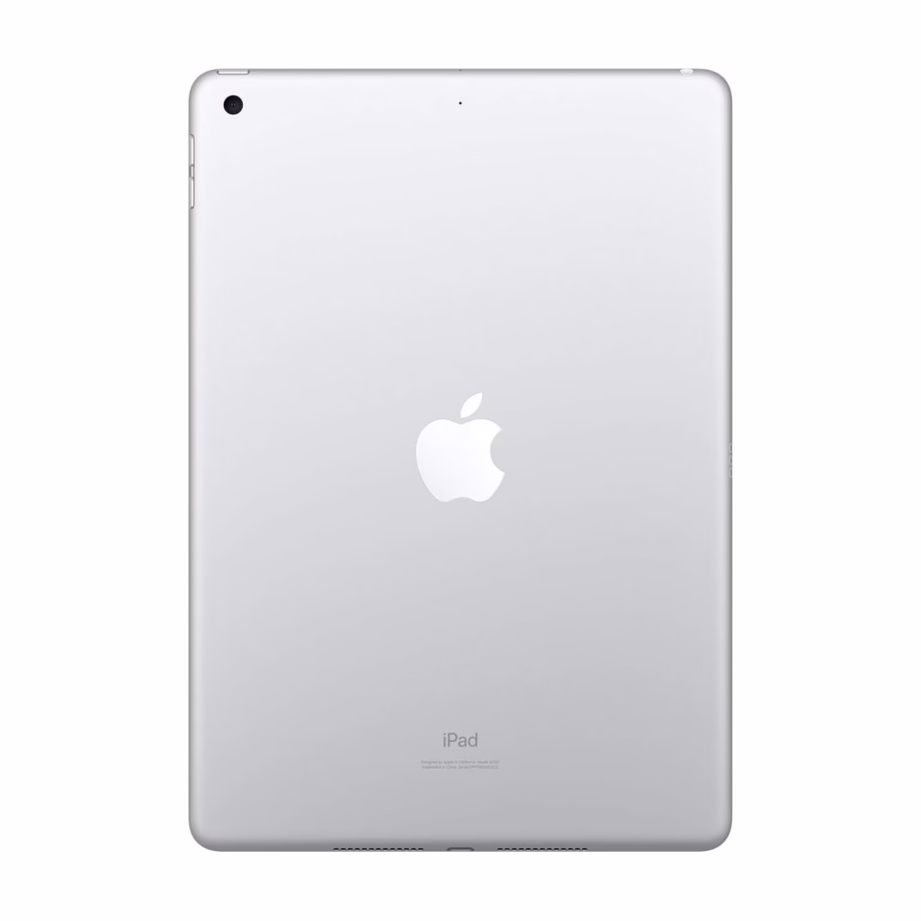 Apple iPad 7th Gen Silver rear aluminum panel with Apple logo and 8MP camera