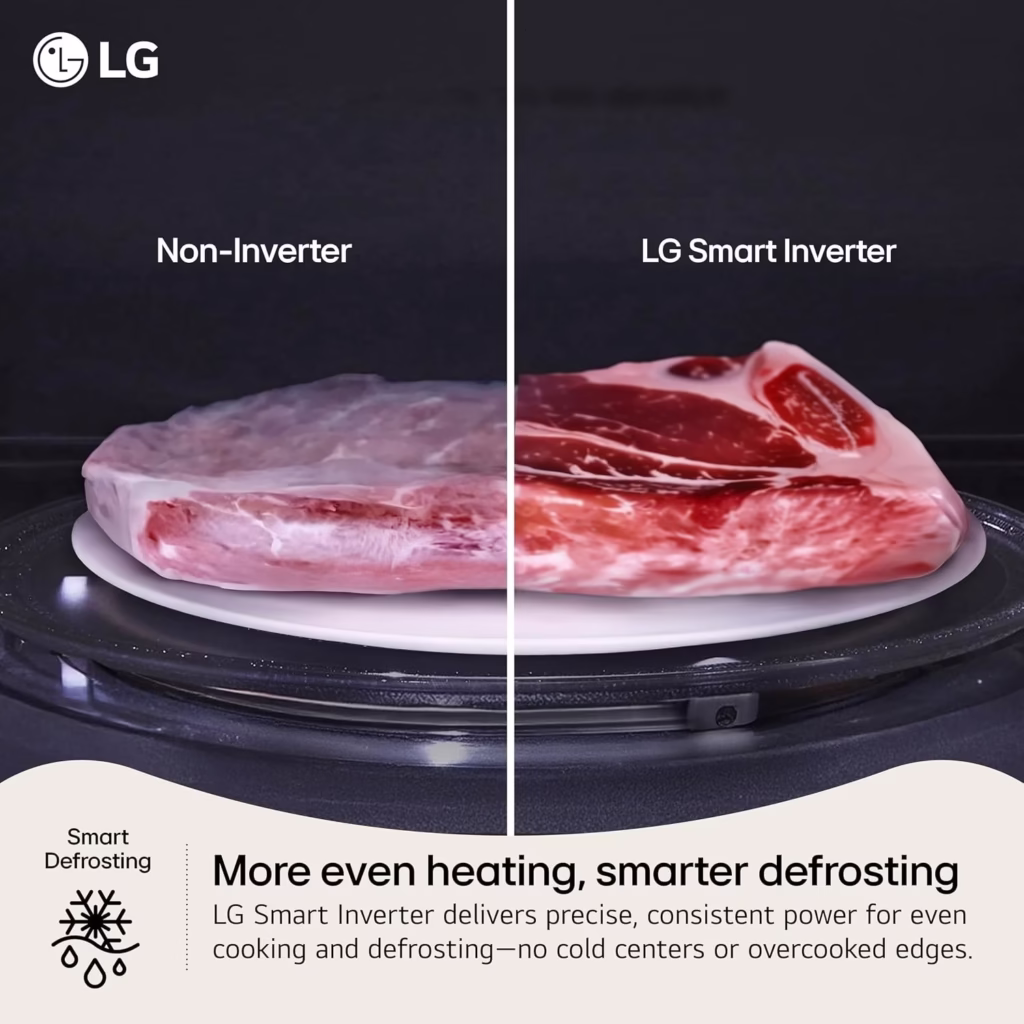 LG Smart Inverter versus non-inverter defrosting comparison for the LG MSER1590C microwave