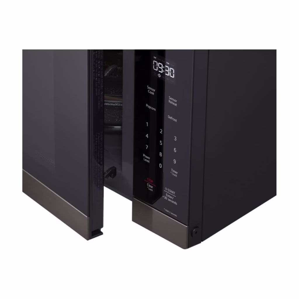 LG MSER2090D SmoothTouch glass control panel and LED display, close-up detail