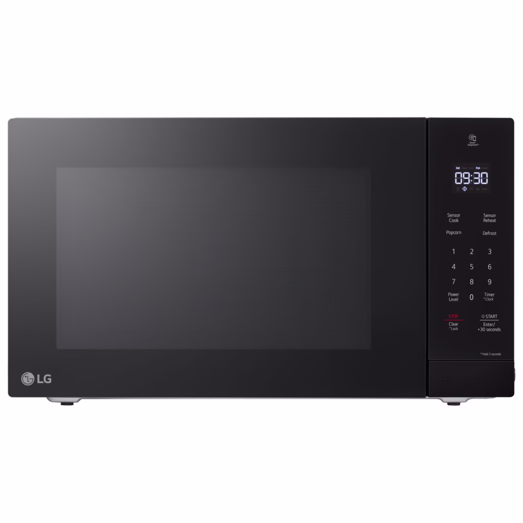 LG NeoChef MSER1590B 1.5 cu ft countertop microwave in black, front view